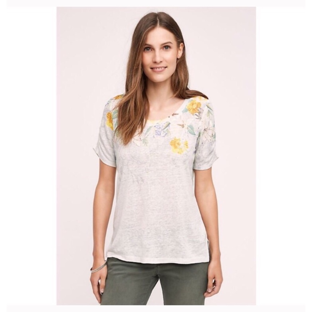 Anthro - Meadow Rue - Beach Blossom Linen Tee